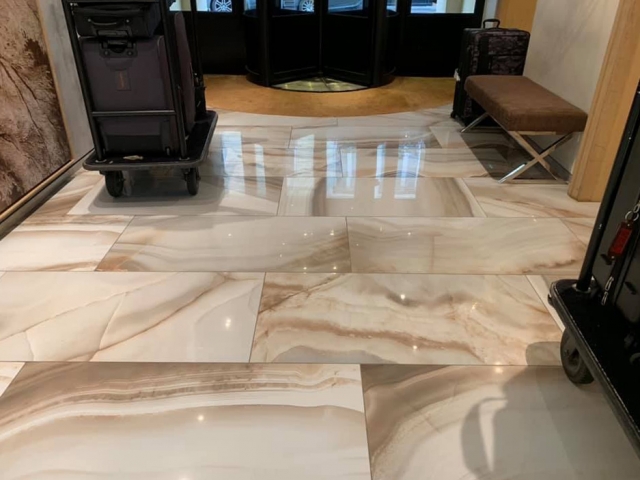 Marble floor after polishing