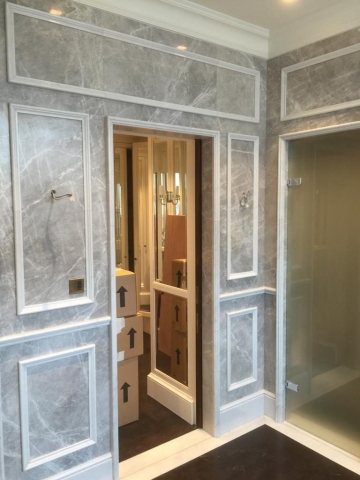 Granite doorway and panels installation