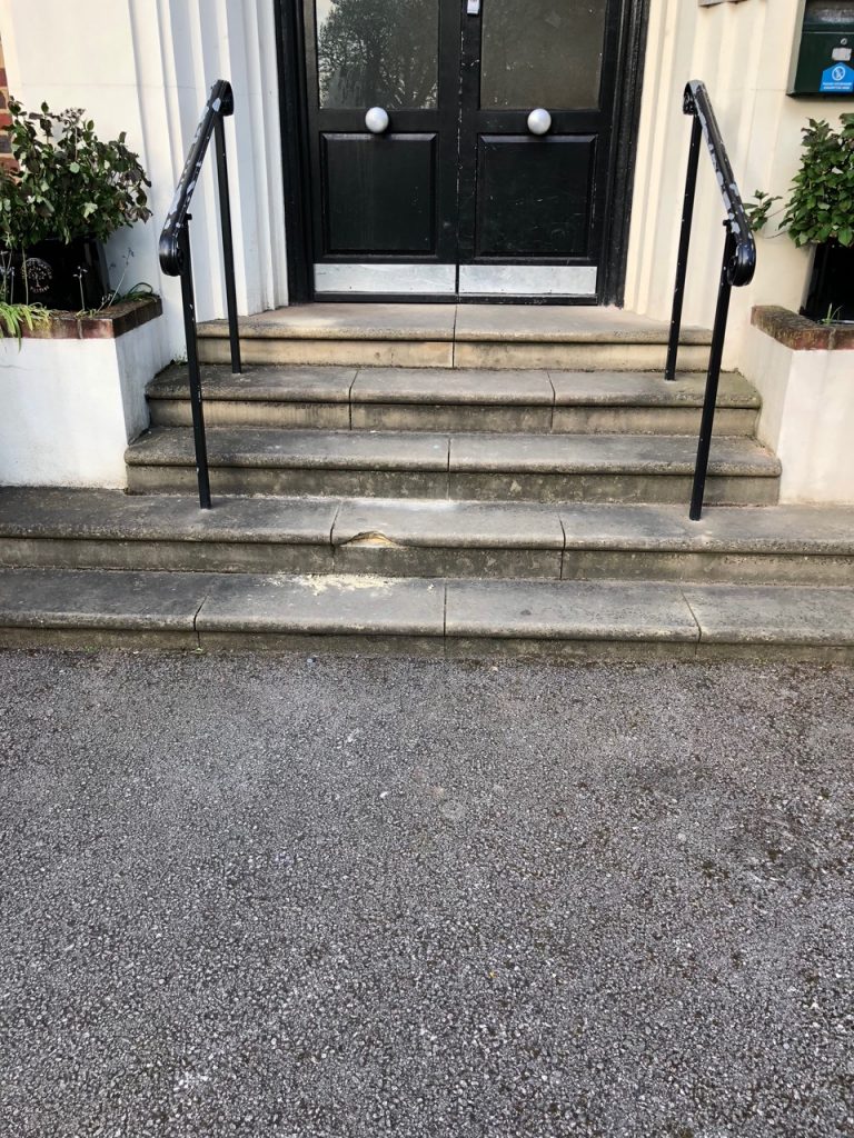 Hillcrest court before marble repair