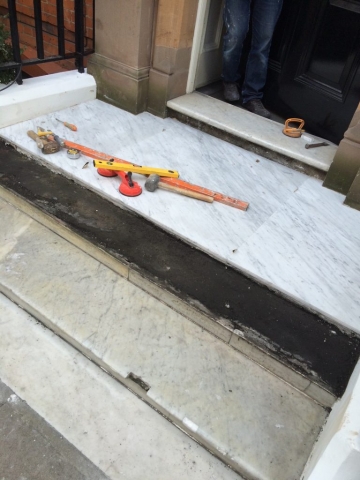 Marble steps during repair and renovation