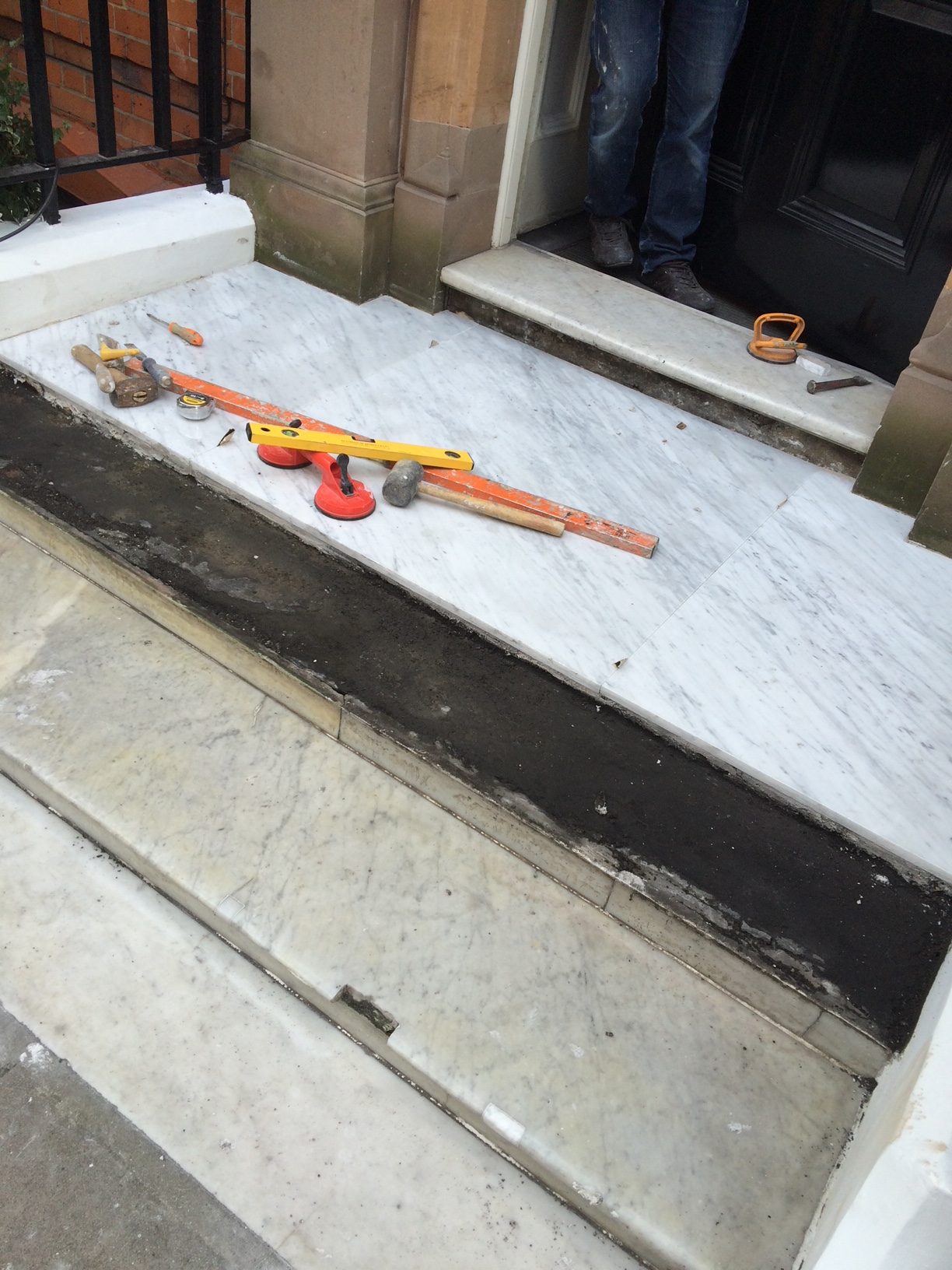 Marble steps during repair and renovation