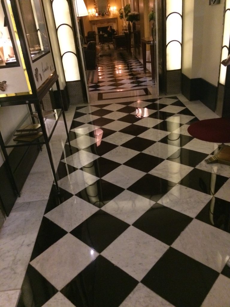 Marble floor tiles after polishing