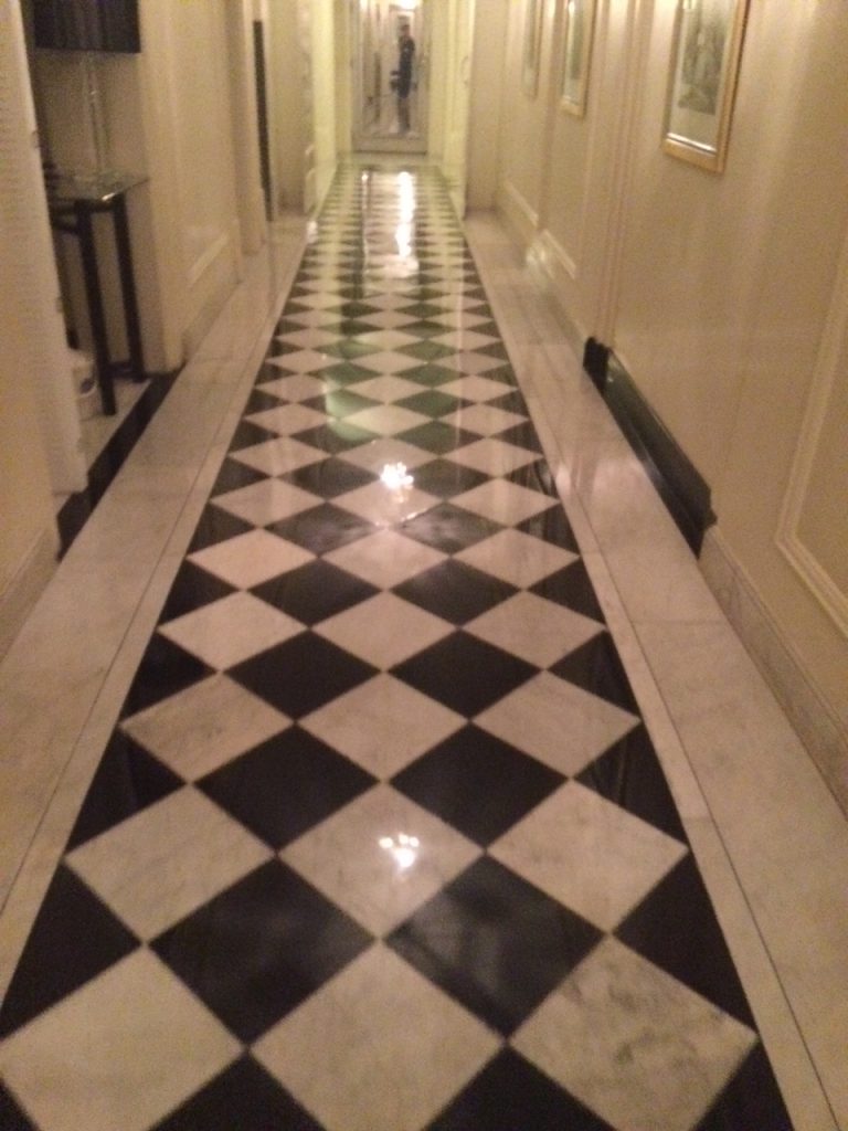 Marble floor tiles after polishing