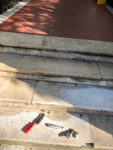 Marble steps before repair in london