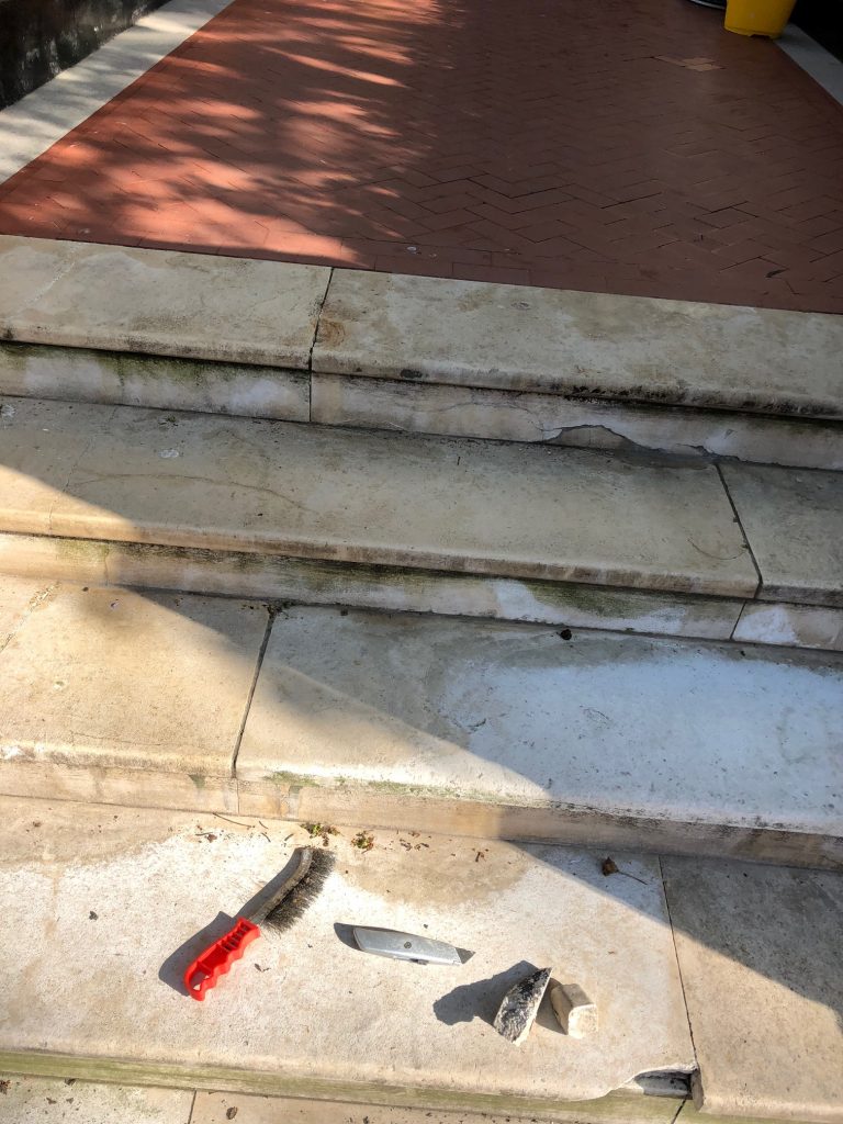 Marble steps before repair
