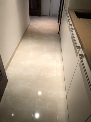 Marble kitchen floor after polishing