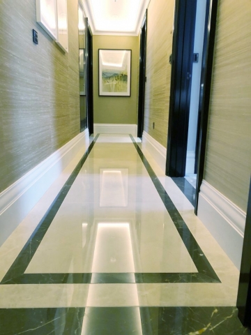 marble hallway after polishing