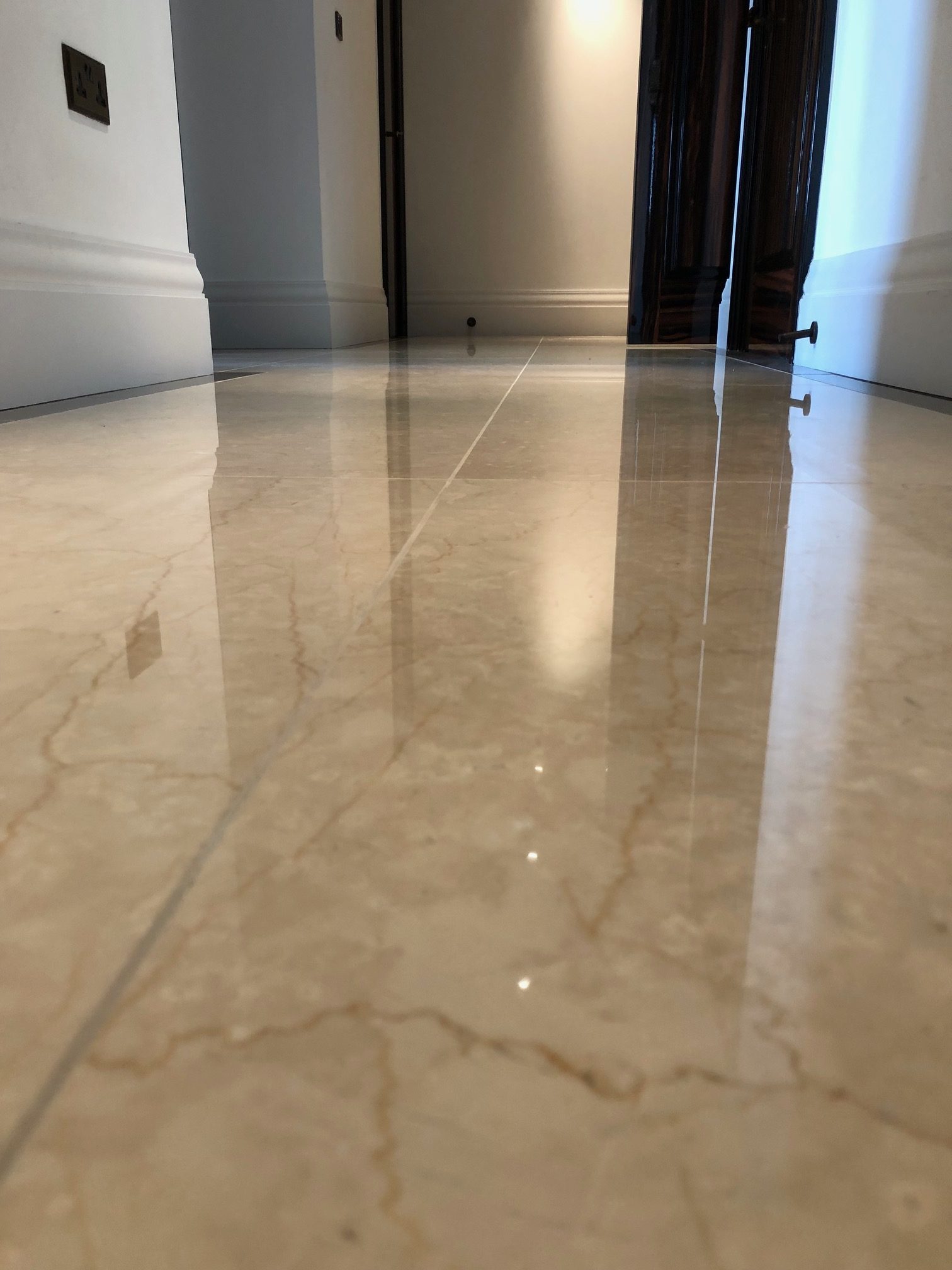 Marble floor after polishing