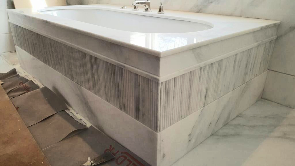 Marble Bath installation in progress